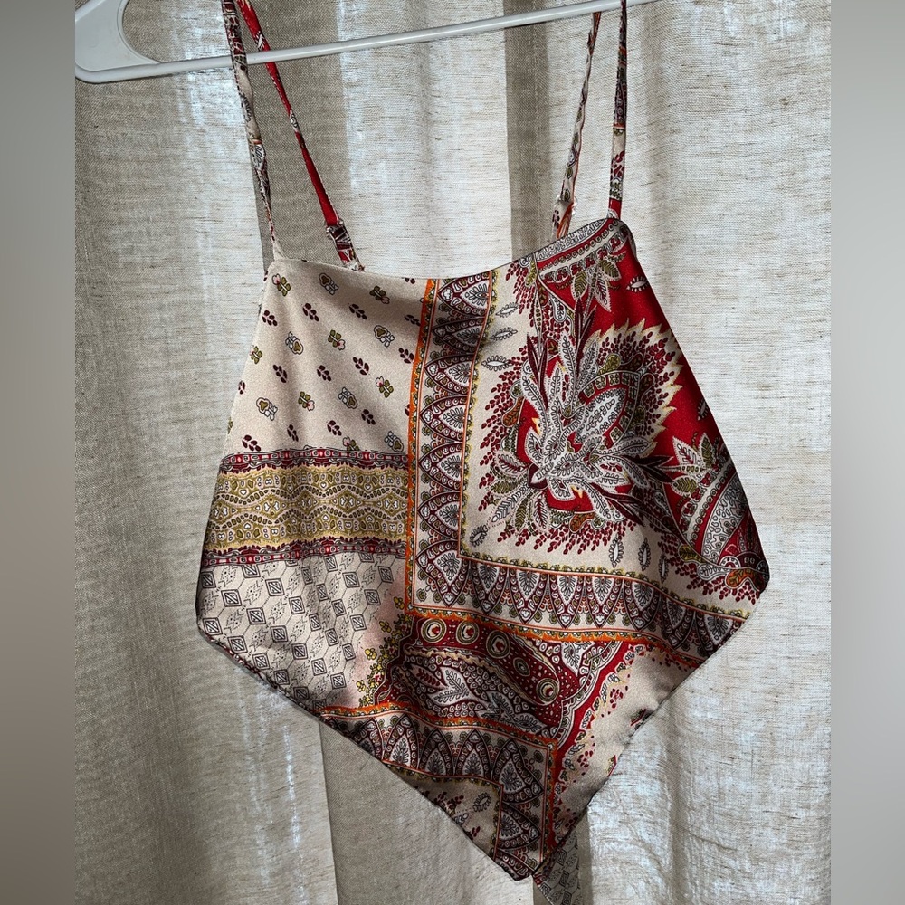 Elegant Red and Cream Women's Top